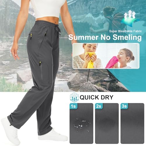 Toomett Women‘s Hiking Cargo Pants UPF 50 Quick Dry with Zipper Pockets - Image 3