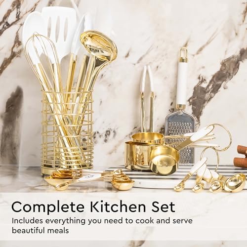 Styled Settings White and Gold Kitchen Utensils Set, 23-Piece - Image 2