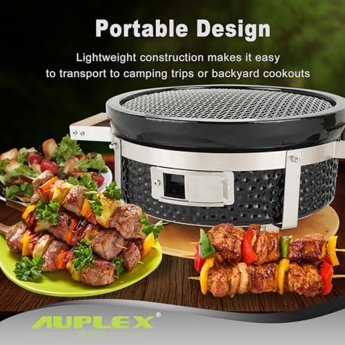 Yakitori Ceramic Charcoal Grill, Japanese Tabletop BBQ, Round 14" - Image 4