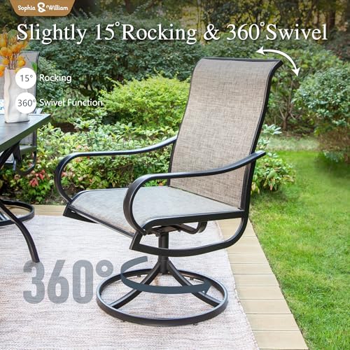 Sophia & William Extendable Outdoor Dining Set for 8, Brown Swivel Chairs - Image 6
