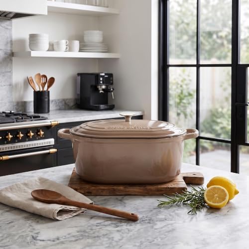 EDGING CASTING Enameled Cast Iron Oval Dutch Oven, 6QT, Mocha - Image 3