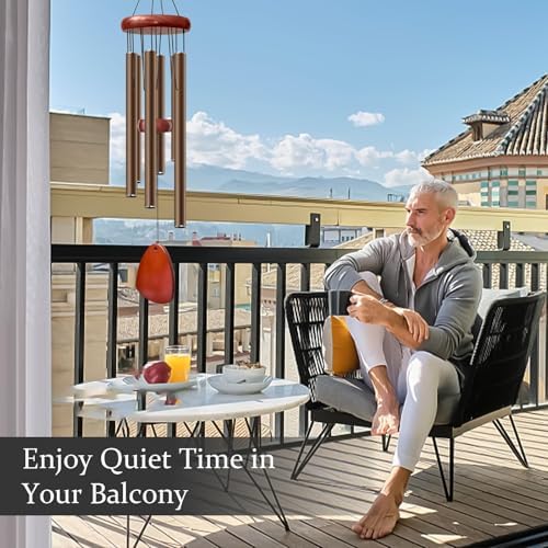 Bursvik 28" Aluminum Wind Chimes for Outside (Coffee), Patio Zen Decor Gift - Image 6