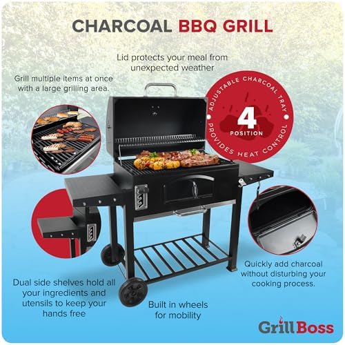 Grill Boss Charcoal Grill w/Large 32" Cooking Area, Includes Warming Rack - Image 2
