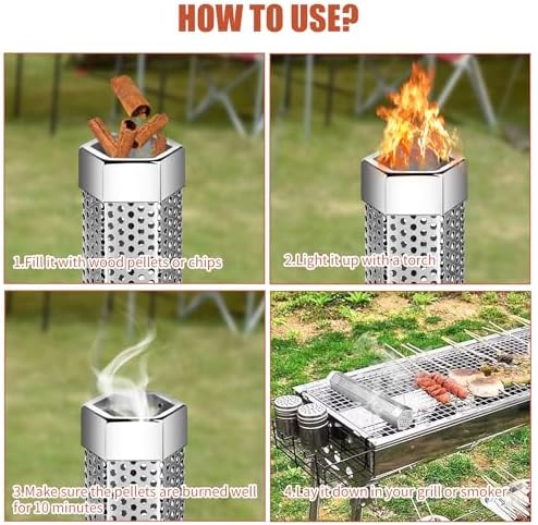 Pellet Smoker Tube,304 Premium Stainless Steel Smoke Tube,12'' Smoker Tube for Pellet Grill and Smoker with Brush -Hot or Cold Smoking Accessories - Image 4