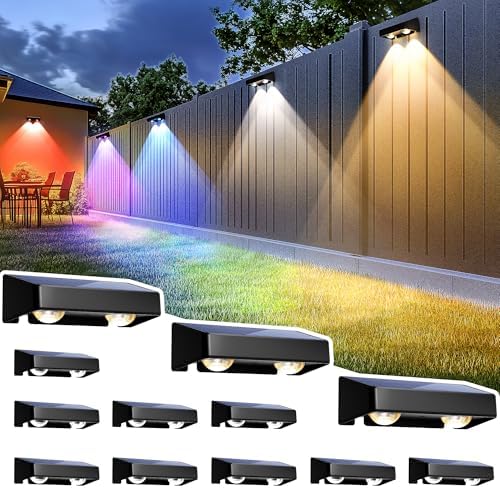 SOLPEX Solar Fence Lights Outdoor, Color Changing,Waterproof IP65, 12 Pack by Solpex