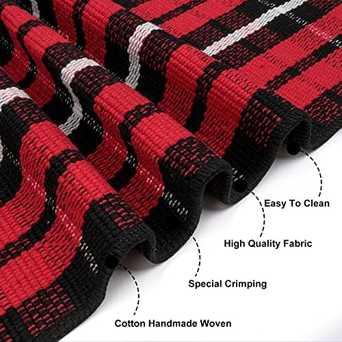 Christmas Front Door Mat 27.5"x43" Red Plaid Outdoor Porch Rug Welcome Mat - Image 2
