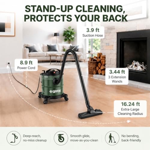 Ash Vacuum for Pellet Stoves，1200W 5.2Gallon Fireplace Ash Vacuum - Image 7