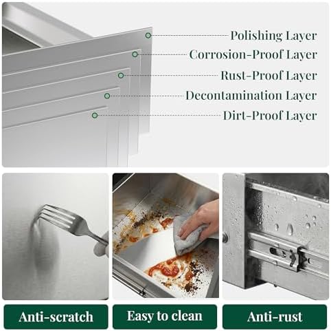 Jocisland 18-Inch Stainless Steel Outdoor Kitchen Drawer Cabinet - Image 4