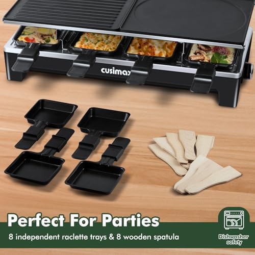 Electric Grill, CUSIMAX Indoor Grill 1500W Raclette Table Grill, Black - Image 6
