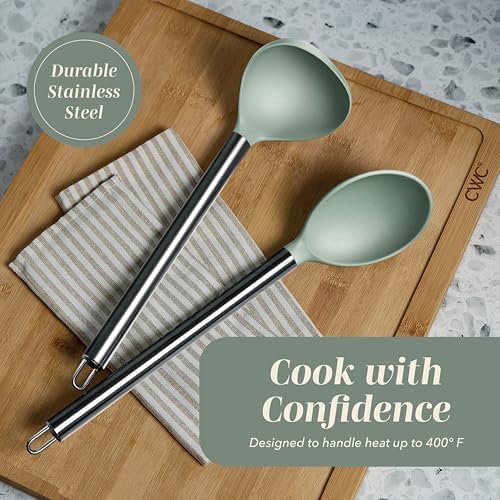 COOK WITH COLOR Silicone Cooking Utensils, Kitchen Utensil Set, Easy to Clean Silicone Kitchen Utensils, Cooking Utensils for Nonstick Cookware, Kitchen Gadgets Set, 10 Pieces, Mint - Image 5