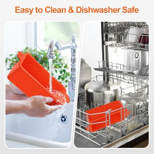 2 PCS Silicone Grease Cup Liners for Blackstone 36 28 22 17 Inch Griddle,Reusable Grease Catcher Cup Liner Grill Grease Tray,Durable Drip Pans Blackstone Griddle Accessories,Orange - Image 7