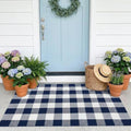 SEEKSEE Buffalo Plaid Outdoor Rug 3' x 5' Navy Blue and White Front Door Mat, Layering Rug for Porch, Washable Doormat, Front Porch Rug for Outdoor Entrance Entryway Patio Porch Decor by SEEKSEE