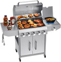 Bestfire 68,000 BTU 5 Burner Propane Gas Grill with Side Burner-Professional-Grade Stainless Steel Outdoor BBQ Grill-647 sq in Cooking Space&Porcelain Cast Iron Grrates-Patio Cart Design for Backyard by GrillsOutdoorCooking