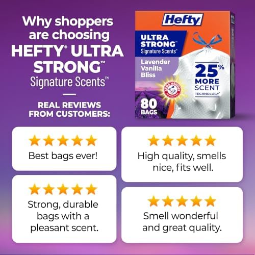 Hefty Ultra Strong Signature Scents 13G Trash Bags, Lavender Vanilla, 80ct - Image 6