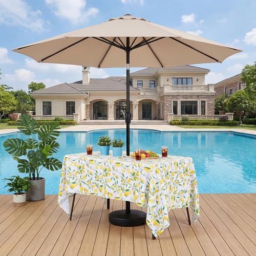 SquarePie Outdoor Tablecloth with Umbrella Hole Rectangle - 60x84 Inch Water Resistant SpillProof Zippered Patio Table Cover for Spring Summer Garden Camping Poolside Picnic, Summer Lemon - Image 6