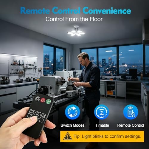 TANBABY Remote PIR Garage Light, 1 Pack, 6+1 Ceiling Light, 30000LM 6500K - Image 5