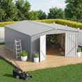 10 x 12 FT Outdoor Storage Shed, Heavy Duty Metal Shed with Lockable Double Door, Sloped Roof & Vents for Garden Backyard Lawn,Gray by Unknown