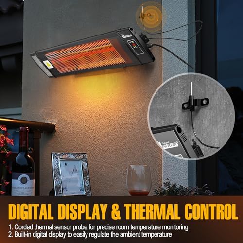 DR. INFRARED HEATER Portable Infrared Indoor and Outdoor Space Heater for Patio, Garage, Commercial & Residential With Remote Control, With Thermostat, Black - Image 4