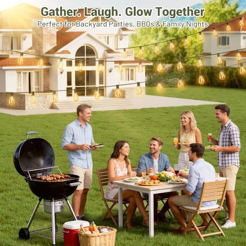 100FT Solar Outdoor String Lights with 36+2 Edison Shatterproof Waterproof Bulbs, 2200K Commercial Grade Patio Lights, Heavy Duty Outside Hanging for Garden Porch Deck Decor - Image 7