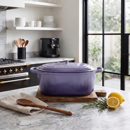 EDGING CASTING Enameled Cast Iron Oval Dutch Oven, 6QT, Purple - Image 6