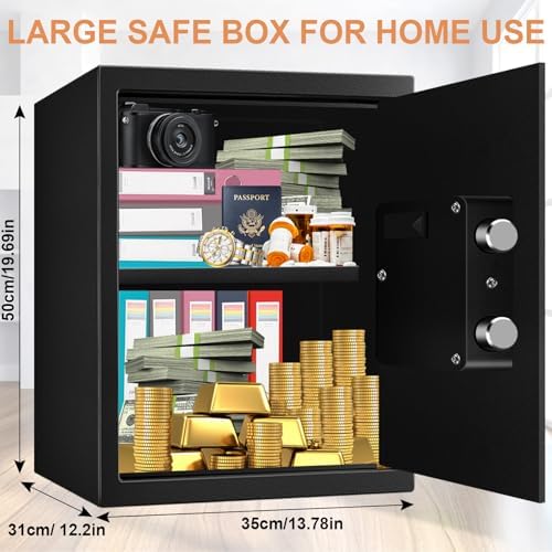 3.3 Cubic Feet Home Safe Fireproof Waterproof, Digital Home Security Safe Box with Programmable Keypad and Spare Keys, Document Safe for Money Firearms Medicine Valuables - Image 3