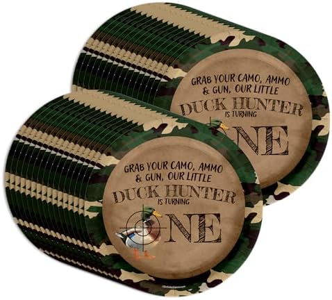 Duck Hunter First Birthday - 32 Piece Disposable Party Supplies - Decorations for Hunting 1st Birthday Round Party Plates - Large 9" Paper Plates In Bulk - Image 5