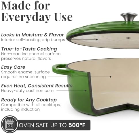 Larder & Vine 8 qt Oval Enameled Cast Iron Dutch Oven Pot, Okra - Image 7