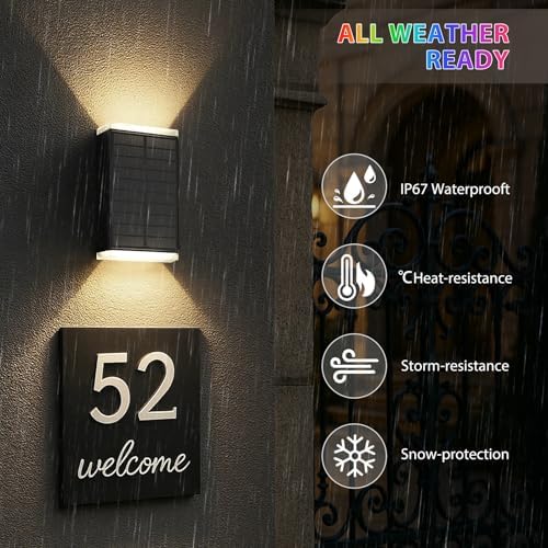 Solar Lights Outdoor,8 Lighting Modes Dusk to Dawn Lighting Wall Sconce IP67 Waterproof Up and Down Solar Wall Light Front Door Light for House, Garage, Porch,Doorway,Fence,Festival Decor (6 PACK) - Image 6