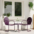 Outdoor 3-Piece Metal Bistro Set,Patio Conversation Set of 2,Purple by RICNOD