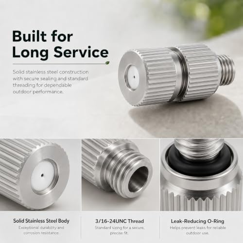 5 Pcs Misting Nozzles, 0.1mm Orifice, Stainless Steel, Anti-Drip - Image 4
