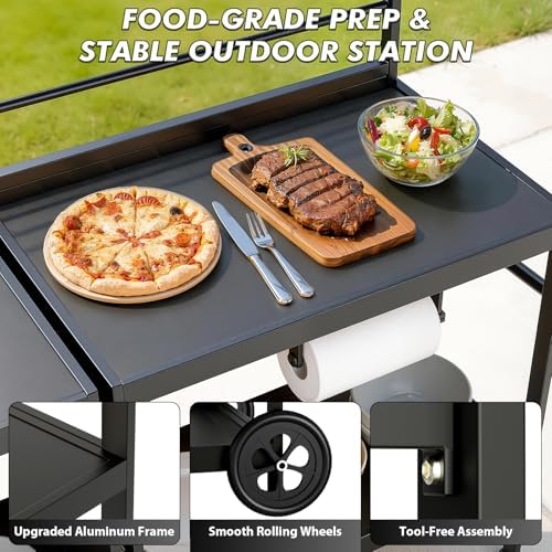LEVELEVE Modular Outdoor Kitchen Island 5-Piece Set, Aluminum Outdoor Prep Station Grill Cart with Independent Sink, Storage Cabinets & Shelves for Backyard Patio Deck - Image 5