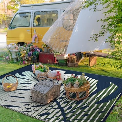 GENIMO Outdoor Rug, Waterproof Plastic Rugs for Patio, 6'x9' Sea Green - Image 3