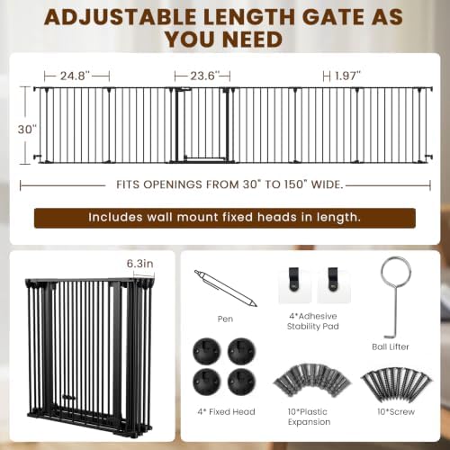 Mumeasy 150" Extra Wide Baby Gate, Play Yard Long Dog Gate for Doorways - Image 2