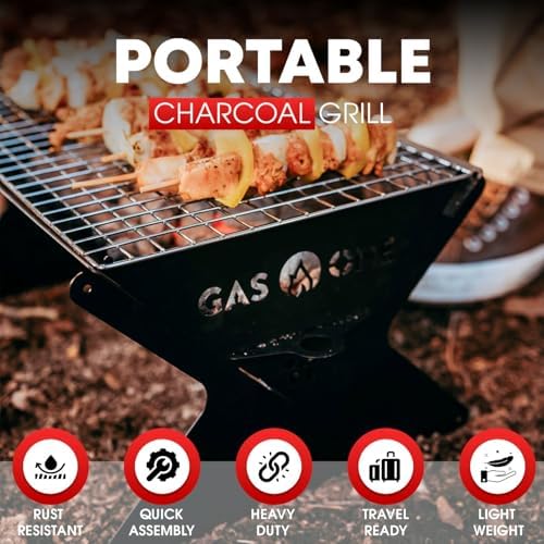 GasOne 15” Portable Charcoal Grill – Foldable BBQ Grill – Camping Grills for Backyard, Bonfire, Patio – Heavy-Duty Portable Fire Pit – Camp Cooking Gear - Image 3