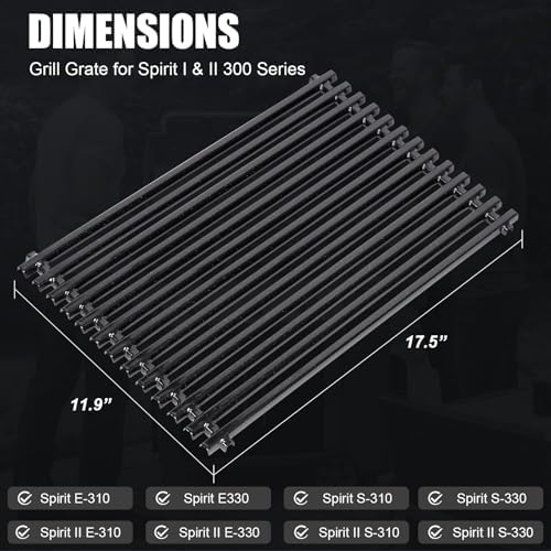 Uniflasy 7525 Grill Grates for Weber Spirit 300 (2007-2012), 17.4" - Image 2