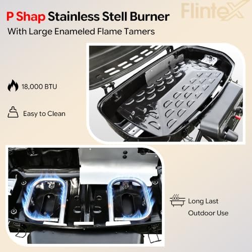 Flintex Portable Propane Gas Grill For Camping, 2-Burner Grill, 340 sq.in. - Image 2