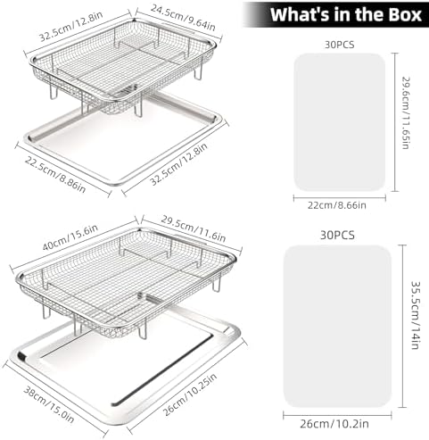 Air Fryer Basket, OPENICE 2 Set Air Fryer Pan and Crisper Tray for Oven - Image 2