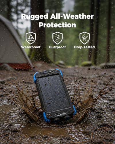 BLAVOR Solar Power Bank 10,000mAh Portable Wireless Charger for Cell Phones - Image 5