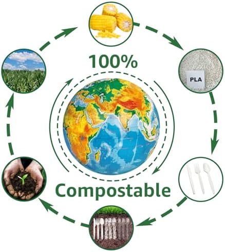 MISISIPI 200Count 100% Compostable Spoons Biodegradable Spoon HeavyDuty No Plastic Spoons Eco-friendly HeavyWeight Disposable Spoon Tableware Set for Lounge,Party,BBQ,Cafeteria,Wedding,Picnic - Image 4