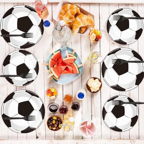 gisgfim 48 PCS Soccer Plates Party Decorations Paper Plates 9 Inch and 7 Inch, Soccer Theme Party Supplies Disposable Dessert Dinner Tableware for Soccer Birthday Party - Image 5