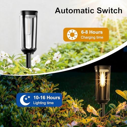JEJOT Solar Pathway Lights Outdoor Waterproof, 12 Pack Solar Walkway Lights - Image 3