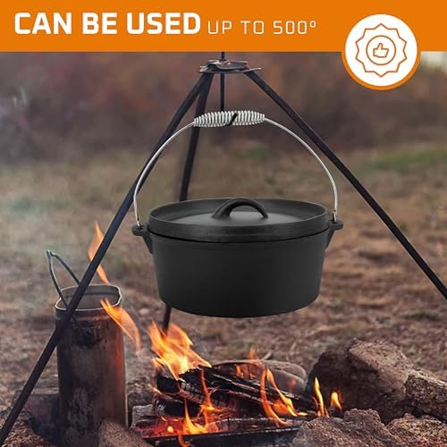 Bruntmor Camping Cooking Set Of 7. Pre Seasoned Cast Iron Pots And Pans Dutch Oven With Lids For Outdoor Comefire. Grill Cookware Skillet Sets With Storage Box - Image 6