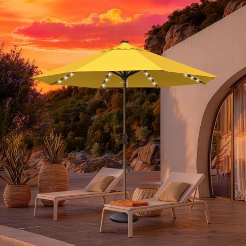 EliteShade USA 10-Year-Non-Fading 10ft Market Patio Umbrella, Commercial Grade Table Sun Umbrella with 80 Solar LED Lights, Crank Open, Windproof & UPF 50+ UV Protection for Garden, Deck, Pool, Backyard, No Tilt, Sunflower Yellow - Image 3