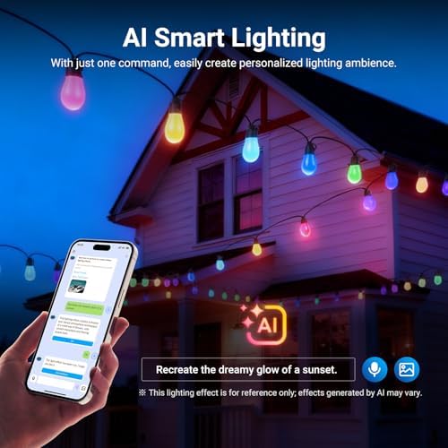 NEEWER 48ft Outdoor String Lights, App Control Smart AI RGBW Hanging, NR01 - Image 5