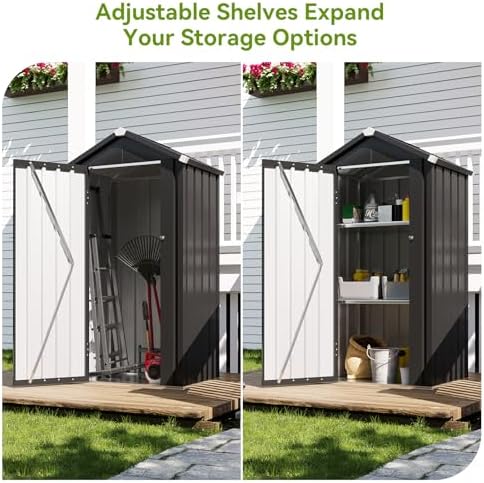 Aoxun Vertical Outdoor Storage Cabinet 2.5’x2’ with Floor & Shelves Black - Image 5