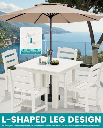 SERWALL HDPE Outdoor Square Dining Set for 4 - Image 5
