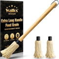 Walfos BBQ Mop Brushes for Sauce, Grilling Basting Mop Wooden Long Handle with 3 Heads, for Grilling, Barbecue, Smoking Steak (18") by Walfos