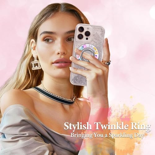 Magnetic Phone Ring for MagSafe Grip, Super Magnet Twinkle Design Ring Holder Stand, MagSafe Accessory for iPhone 17/16/15/14/13 Pro Max Plus，Enchanted Floral - Image 3