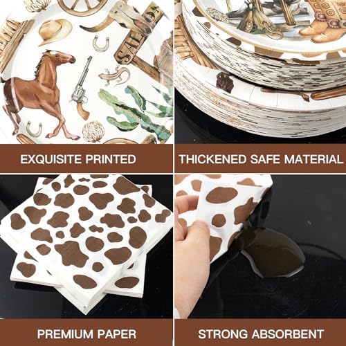 180PCS Cowboy Paper Plates and Napkins Party Supplies Serve 60 - Image 3