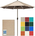 EliteShade USA 10-Year-Non-Fading 10ft Market Patio Umbrella, Commercial Grade Table Sun Umbrella with 80 Solar LED Lights, Crank Open, Windproof & UPF 50+ UV Protection for Garden, Deck, Pool, Backyard, No Tilt, Heather Beige by EliteShade